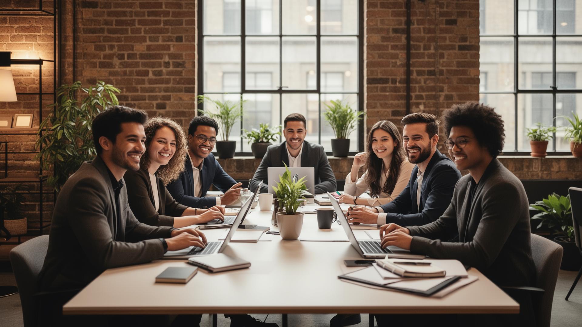 Young marketing and advertising team collaborating in a Soho office